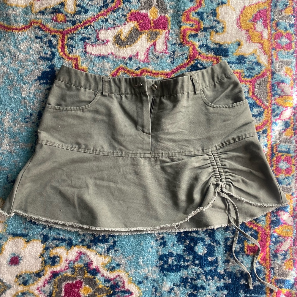 Y2K Army Green Mini Skirt